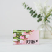 ピンクのチューリップの花束 | フローリスト 名刺 (スタンド正面)