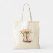 ピンクのチューリップの花 トートバッグ (裏面)