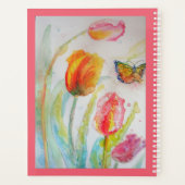 ピンクのチューリップの花 ノートブック プランナー (裏面)