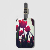ピンクのチューリップの荷物のラベル ラゲッジタグ (正面縦)