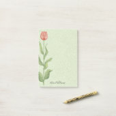 ピンクのチューリップは一流4x6を加えます ポストイット (デスク上)