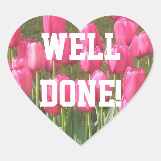 ピンクのチューリップよくハート型のシール ハートシール (正面)