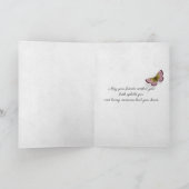 ピンクのチューリップをブラックに悔やみや弔慰 カード (内部)