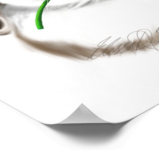 ピンクのチューリップを持つ愛らしいアメリカのファジーロップウサギ ポスター (角)