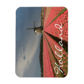 ピンクのチューリップを春した風車 マグネット (縦)