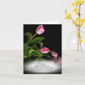 ピンクのチューリップインウォーター悔やみや弔慰サンキューカード カード (黄色い花)