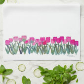 ピンクのチューリップグローブのタオル キッチンタオル (折り畳み)