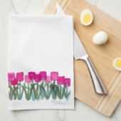 ピンクのチューリップグローブのタオル キッチンタオル (四つ折り)