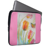 ピンクのチューリップチューリップ水彩ノートパソコンケース ラップトップスリーブ (正面右)