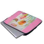 ピンクのチューリップチューリップ水彩ノートパソコンケース ラップトップスリーブ (正面下部)