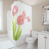 ピンクのチューリップフラワーシャワーカーテン シャワーカーテン (インサイチュ)