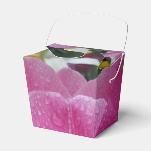 ピンクのチューリップフラワーテイクアウト特典ボックス フェイバーボックス (正面サイド)