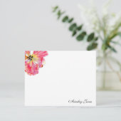 ピンクのチューリップフラワーノートカード サンキューカード (スタンド正面)