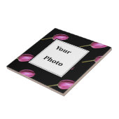 ピンクのチューリップフラワーフォトカスタムフローラギフトお願い タイル (側面)