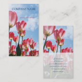ピンクのチューリップ分野-名刺 名刺 (正面/裏面)