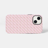 ピンクのチューリップ模様 iPhoneケース (裏面横)