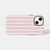 ピンクのチューリップ模様 iPhoneケース (裏面横)