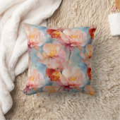 ピンクのチューリップ水彩フローラルパターン クッション (ブランケット)