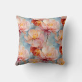 ピンクのチューリップ水彩フローラルパターン クッション (裏面)
