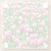 ピンクのチューリップ畑 ガラスコースター (裏面)