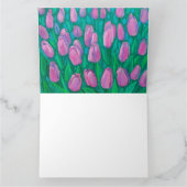 ピンクのチューリップ畑 春の花の花絵 カード (内部)