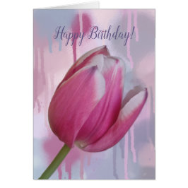 ピンクのチューリップ絵を描のバックグラウンドとカスタム文字