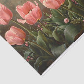 ピンクのチューリップ絵画の植物分離 薄葉紙 (詳細)