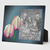 ピンクのチューリップ花あなた自身の写真を追加 フォトプラーク (側面)