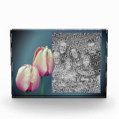 ピンクのチューリップ花あなた自身を追加 フォトブロック (正面)