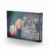 ピンクのチューリップ花あなた自身を追加 フォトブロック (右)