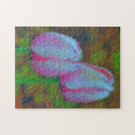 ピンクのチューリップ花印象派絵画の ジグソーパズル (横)