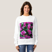 ピンクのチューリップ花 スウェットシャツ (正面フル)