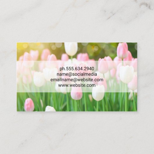 ピンクのチューリップ花 | 写真家 | アーティスト 名刺 (裏面)