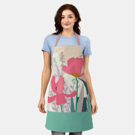 ピンクのチューリップ芸術的モダンカラーブロック エプロン