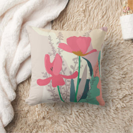 ピンクのチューリップ芸術的モダンカラーブロック クッション