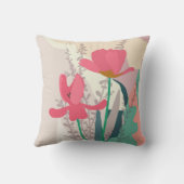 ピンクのチューリップ芸術的モダンカラーブロック クッション (裏面)