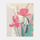 ピンクのチューリップ芸術的モダンカラーブロック フリースブランケット (正面)