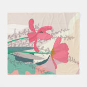 ピンクのチューリップ芸術的モダンカラーブロック フリースブランケット (正面(横))