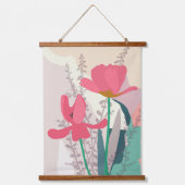 ピンクのチューリップ芸術的モダンカラーブロック 吊り下げ型タペストリー (正面)