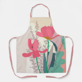 ピンクのチューリップ芸術的モダン色ブロックフローリスト エプロン (正面)