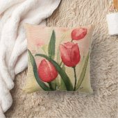 ピンクのチューリップ装飾用クッション16インチx 16インチ クッション (ブランケット)
