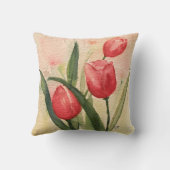 ピンクのチューリップ装飾用クッション16インチx 16インチ クッション (裏面)