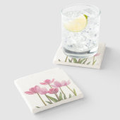 ピンクのチューリップ ストーンコースター (横)