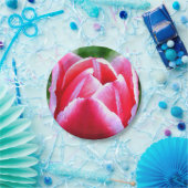 ピンクのチューリップ ペーパープレート (パーティー)