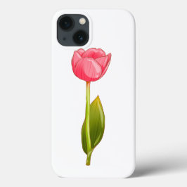 ピンクのチューリップ – 光沢のある美しい花のアート iPhone 13ケース