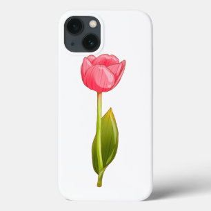 ピンクのチューリップ – 光沢のある美しい花のアート iPhone 13ケース