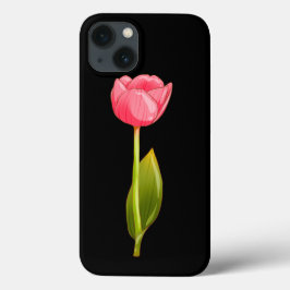 ピンクのチューリップ – 光沢のある美しい花のアート iPhone 13ケース