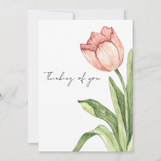 ピンクのチューリップ 単体 招待状 (正面)