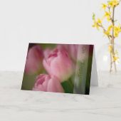 ピンクのチューリップ • 婚約おめでとうカード カード (黄色い花)