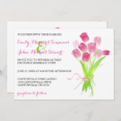 ピンクのチューリップ - 結婚式招待状 招待状 (正面/裏面)